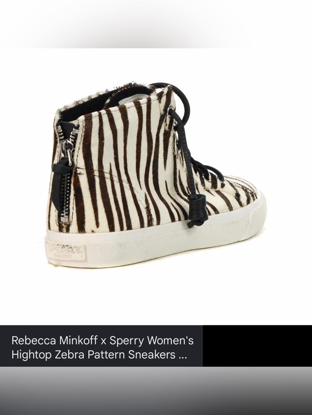 Rebecca Minkoff × Sperry Women's Hightop Zebra Pattern Sneakers Wht/Blk Women 12